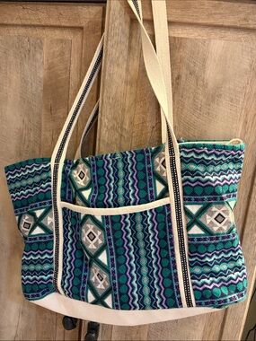 Astrid Jacquard Aztec tote bag made in India artisanal versatile boho beach